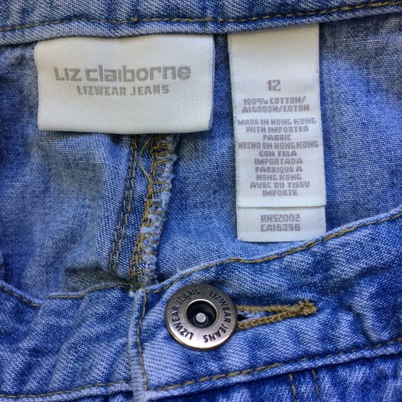 Liz Claiborne Lizwear 90s Vintage Pleated Tapered Jeans Size 12 Made Hong Kong - Picture 4 of 4